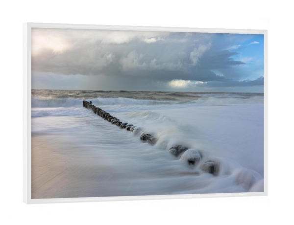 Poster mit weißem Rahmen "Sylt - Buhnen am Meer" artboxONE - Natur,Reise / Strand und Meer