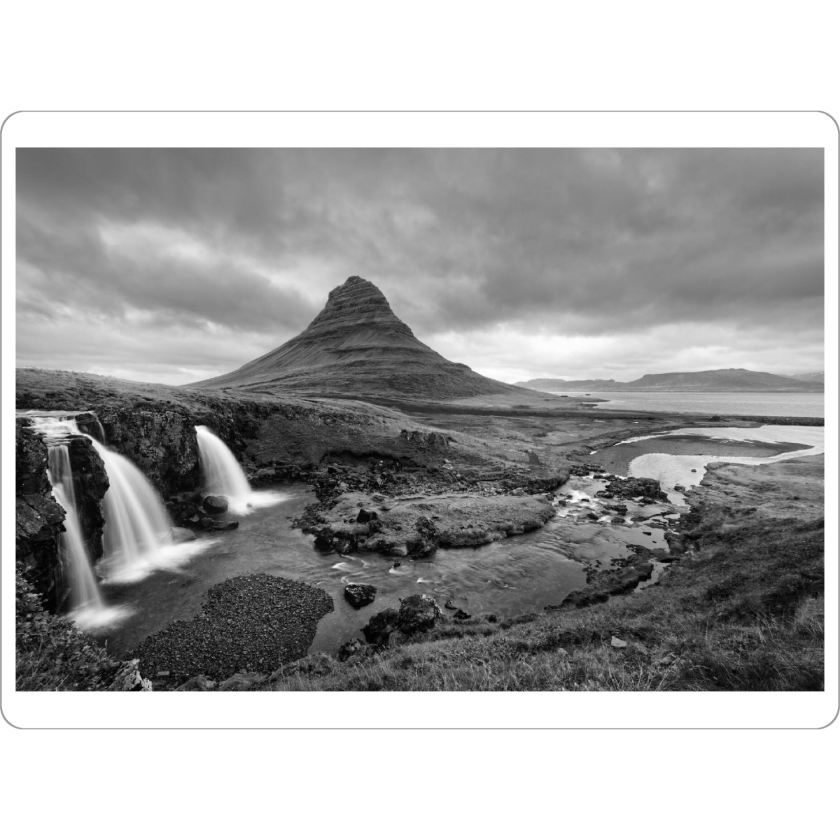 Tischset "Kirkjufell schwarzweiß" artboxONE - Natur,Schwarzweiß,Reise / Strand und Meer