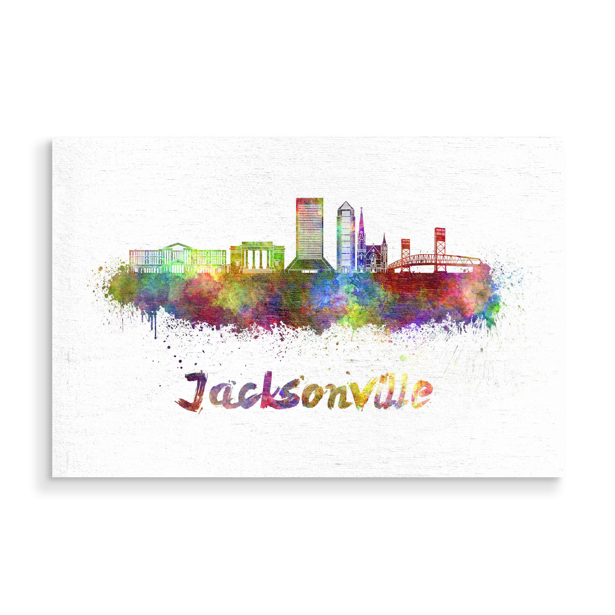 Holzbild "JACKSONVILLE skyline in-b" artboxONE - Städte,Abstrakt,Architektur