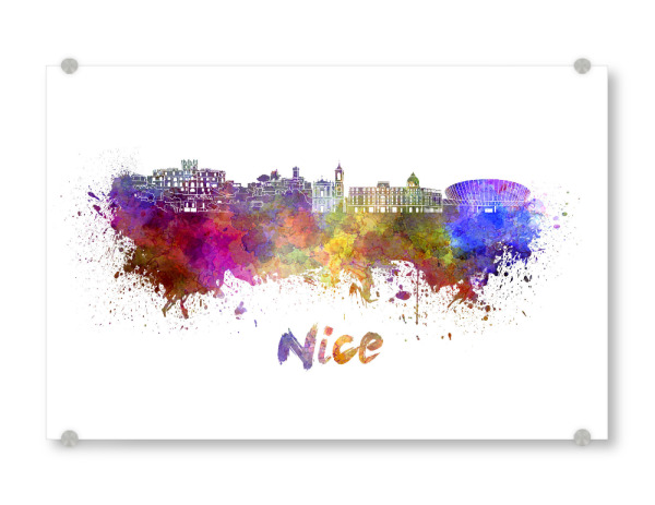 Acrylglasbild "NICE skyline in watercolor" artboxONE - Städte,Abstrakt,Architektur