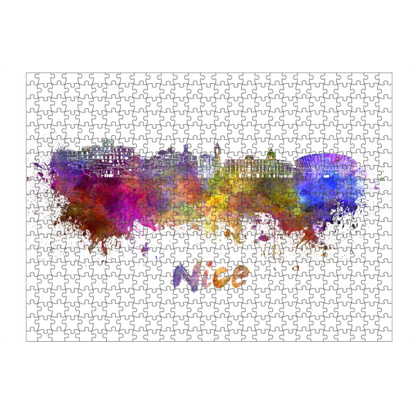 Puzzle Ravensburger "NICE skyline in watercolor" artboxONE - Städte,Abstrakt,Architektur