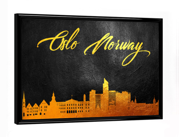 Poster mit schwarzem Rahmen "Oslo Norway Gold Skyline" artboxONE - Städte - Oslo,Norway,Gold,Skyline,City,Stadt