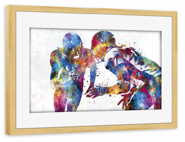 Poster mit Rahmen kiefer "Multicolor american football-e" artboxONE - Abstrakt,Sport,Sport / Fußball