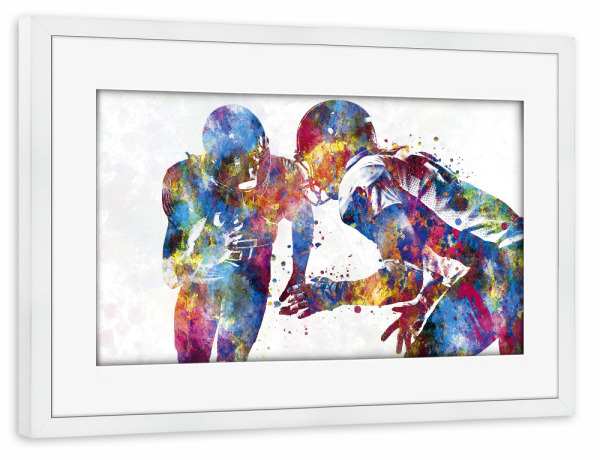 Poster mit Rahmen weiß "Multicolor american football-e" artboxONE - Abstrakt,Sport,Sport / Fußball
