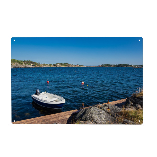 Metall Poster "Boot und Anlegestelle" artboxONE - Natur,Reise,Reise / Strand und Meer,Reise / Länder