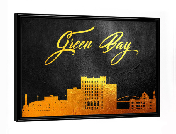 Poster mit schwarzem Rahmen "Green Bay Wisconsin Gold Skyline" artboxONE - Städte - Green bay,Wisconsin,Gold,Skyline,City,Stadt