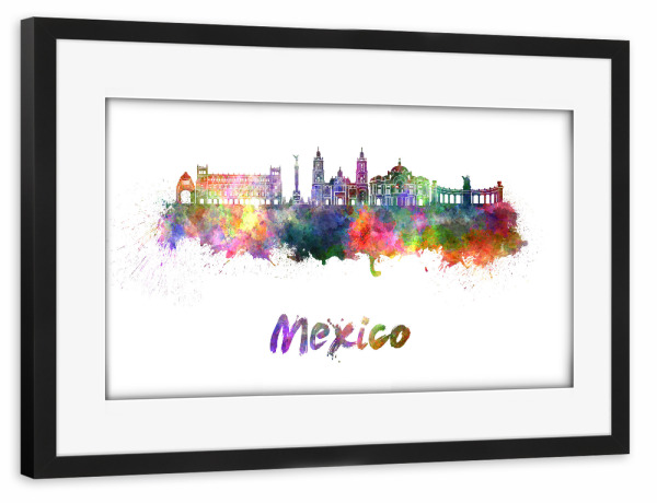 Poster mit Rahmen schwarz "MEXICO CITY skyline-p" artboxONE - Städte,Abstrakt,Architektur
