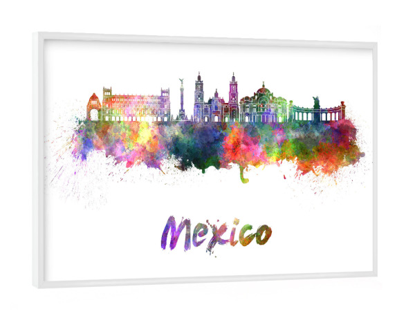 Poster mit weißem Rahmen "MEXICO CITY skyline-p" artboxONE - Städte,Abstrakt,Architektur