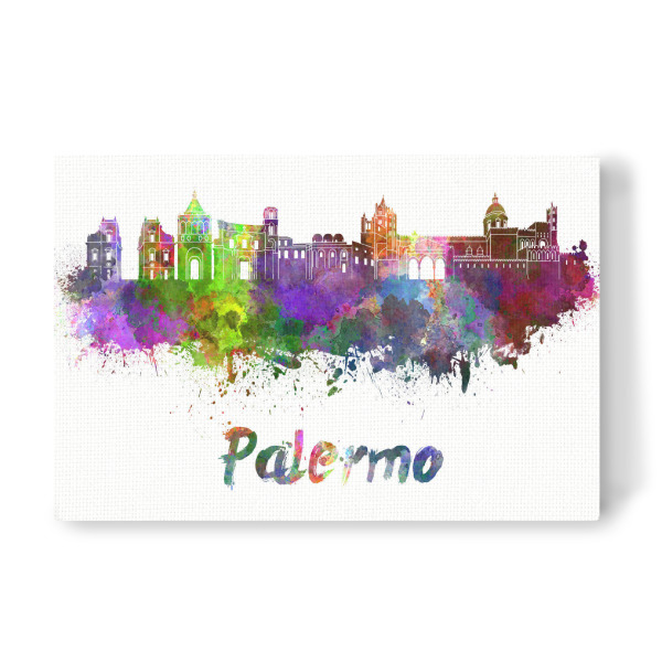 Leinwandbild "PALERMO skyline in watercolor" artboxONE - Städte,Abstrakt,Architektur