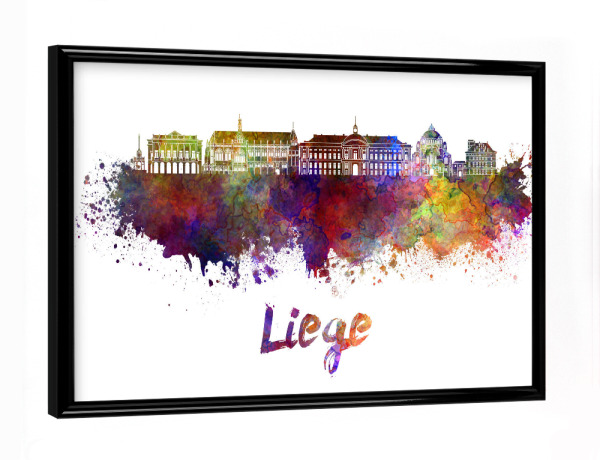 Poster mit schwarzem Rahmen "LIEGE skyline in watercolor-h" artboxONE - Städte,Abstrakt,Architektur