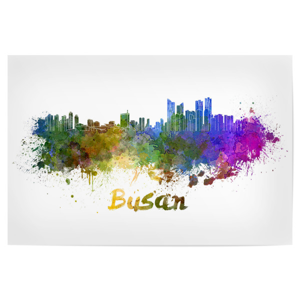 Poster "BUSAN skyline in watercolor-b" artboxONE - Städte,Reise,Abstrakt,Architektur