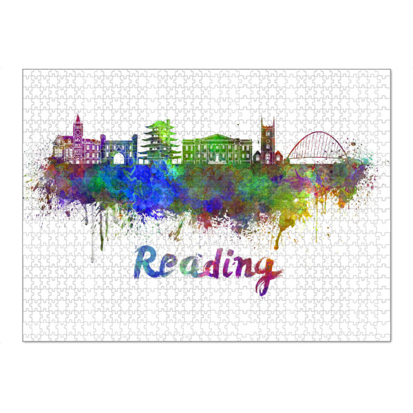 Puzzle Ravensburger "READING skyline in watercolor" artboxONE - Städte,Abstrakt,Architektur