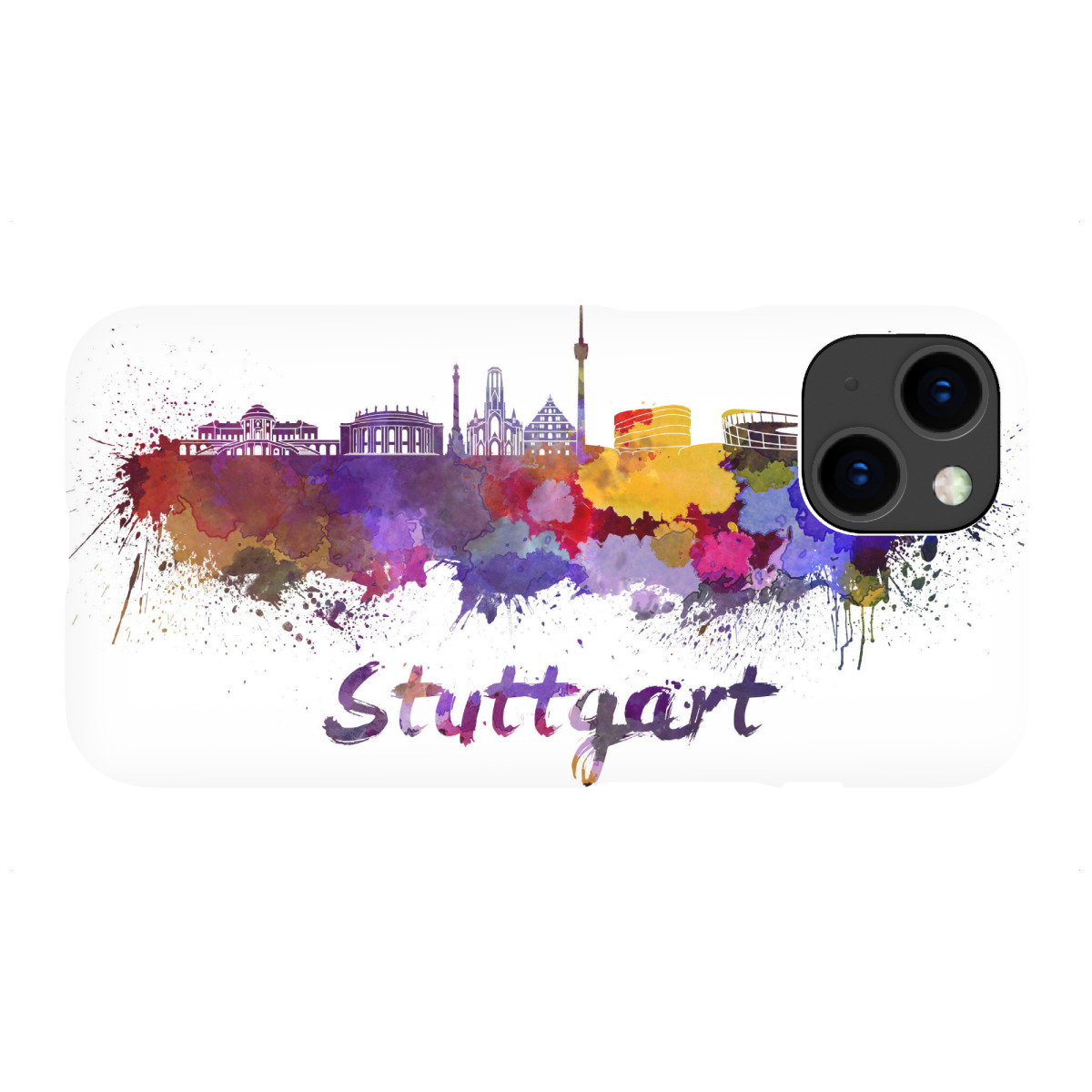 iPhone "STUTTGART skyline in watercolor-x" Premium-Case Handyhülle artboxONE