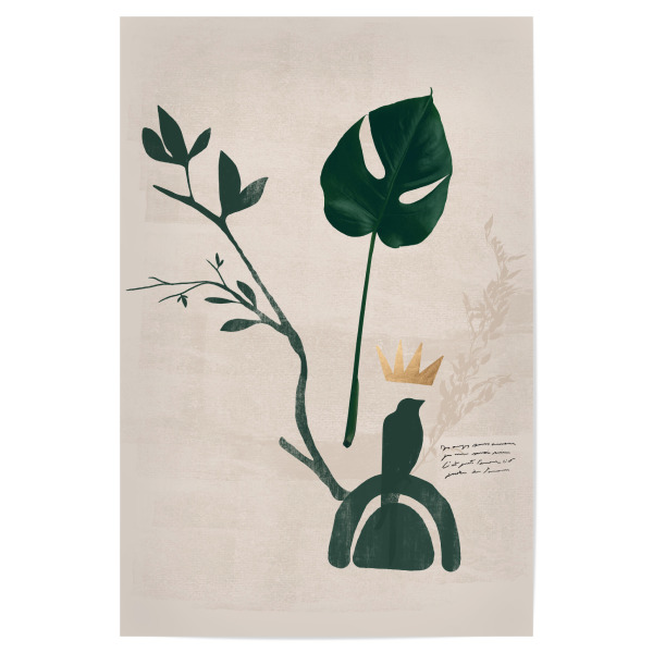 Poster "Minimal Leaf Bird" artboxONE - Floral,Abstrakt