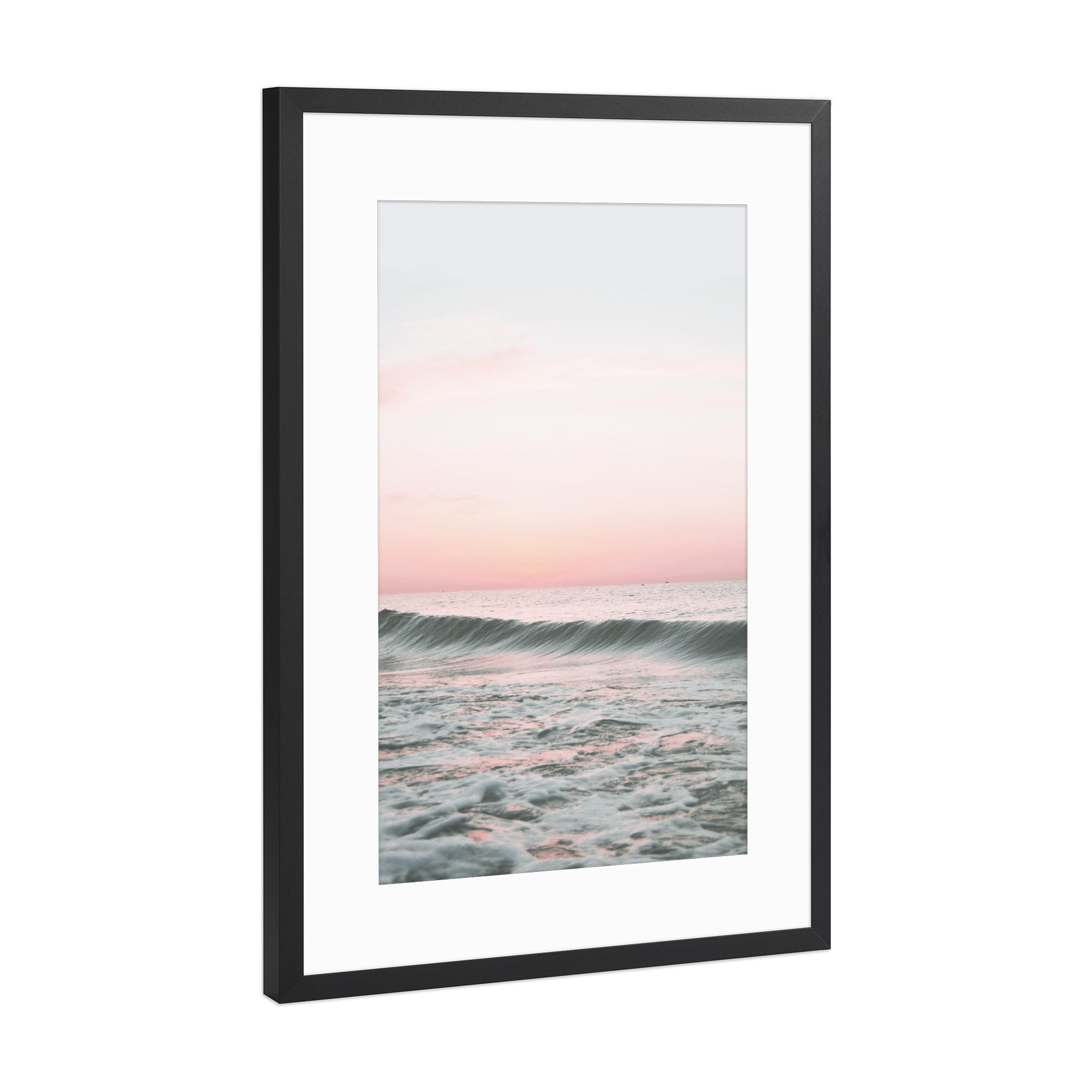 Poster mit Rahmen Schwarz (Metallic) "Sunset Ocean Wave" artboxONE - Natur,Reise,Reise / Strand und Meer,Sport