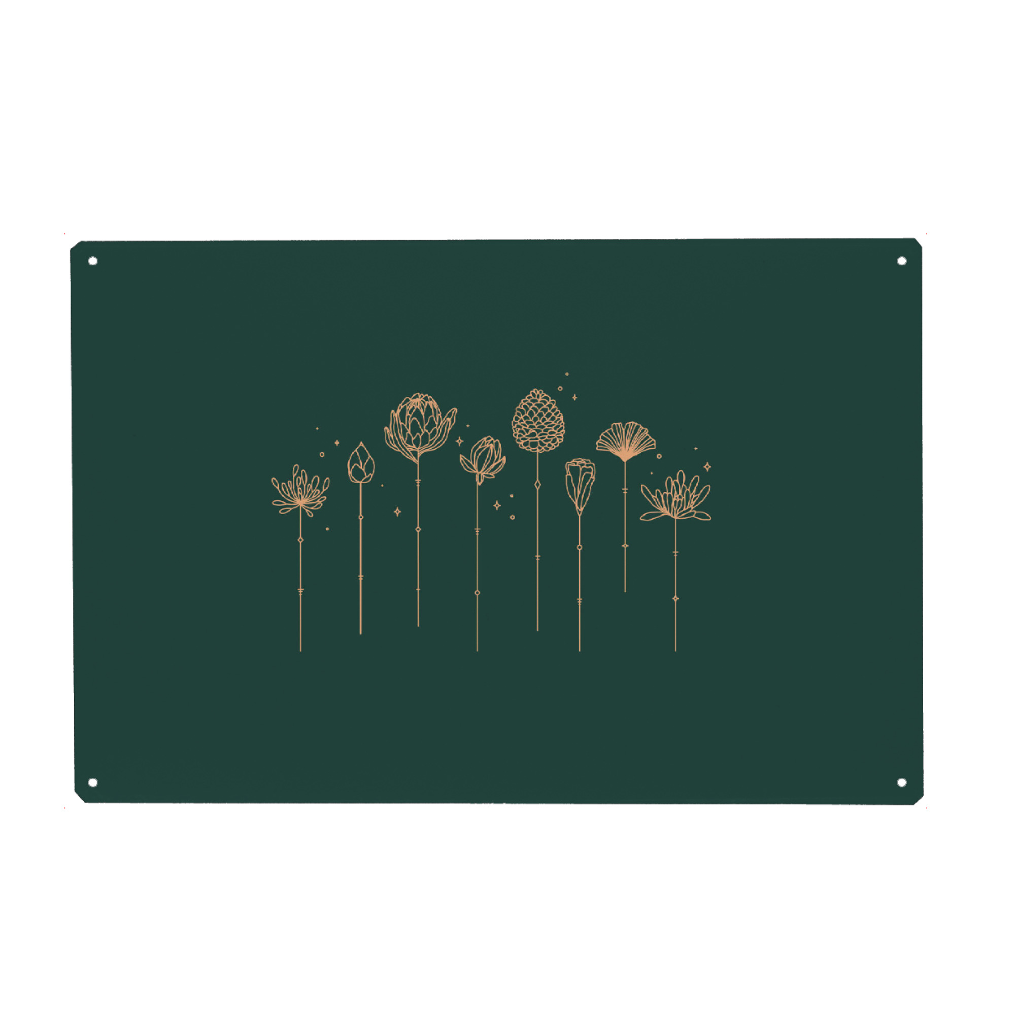 Metall Poster "Art deco line flowers green" artboxONE - Natur,Liebe,Streetart