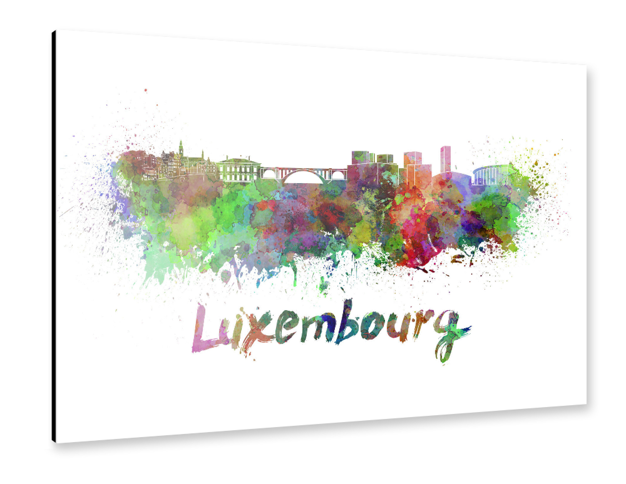Alu-Dibond "LUXEMBOURG skyline in watercolor-b" 75x50 cm artboxONE