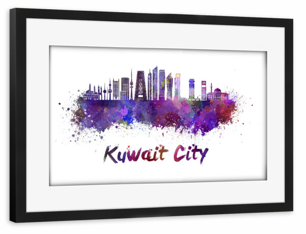 Poster mit Rahmen schwarz "KUWAIT CITY skyline-J" artboxONE - Städte,Abstrakt,Architektur