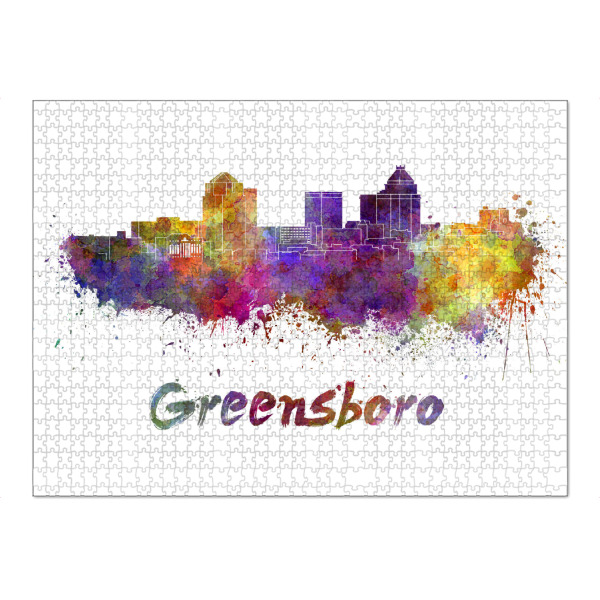 Puzzle Ravensburger "GREENSBORO skyline in watercolor-b" artboxONE - Städte,Abstrakt,Architektur