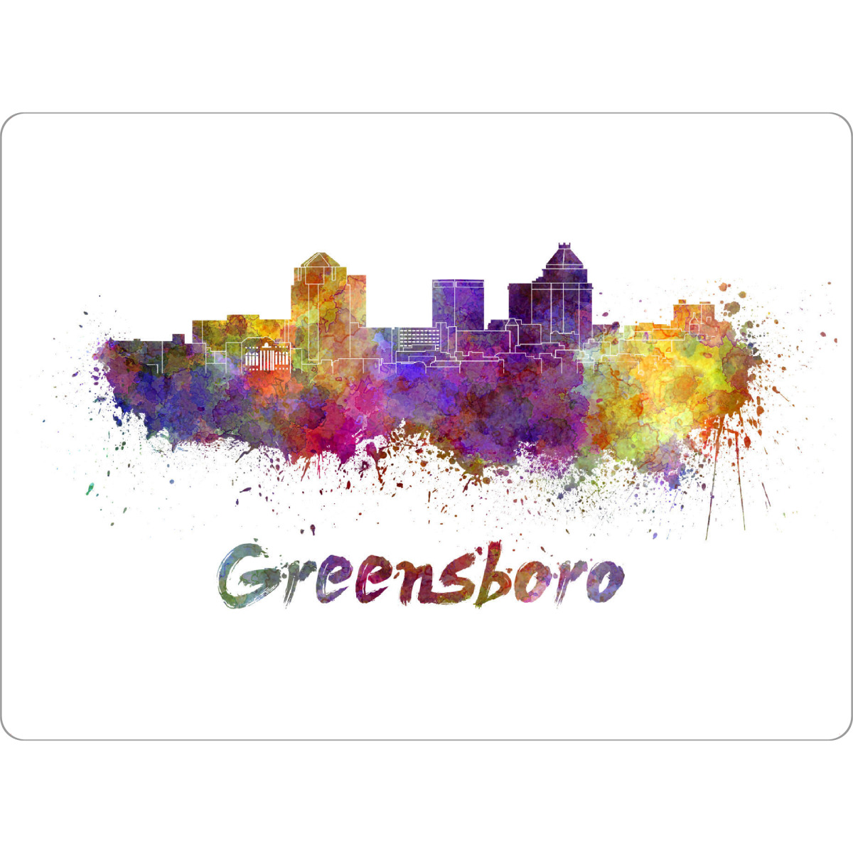 Tischset "GREENSBORO skyline in watercolor-b" artboxONE - Städte,Abstrakt,Architektur