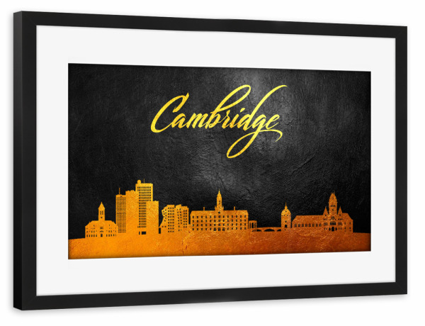 Poster mit Rahmen schwarz "Cambridge Massachusetts Gold" artboxONE - Städte - Cambridge,Massachusetts,Gold,Skyline,City,Stadt