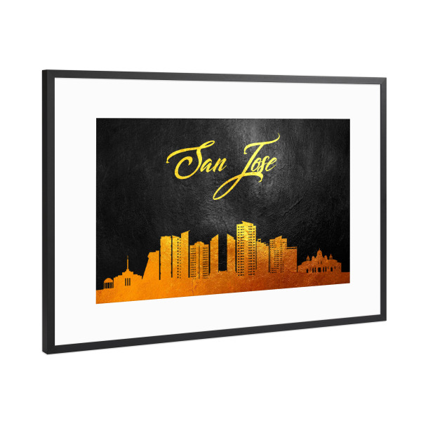 Poster mit Rahmen Schwarz (Metallic) "San Jose Costa Rica Gold" artboxONE - Städte - San jose,Costa rica,Gold,Skyline,City,Stadt