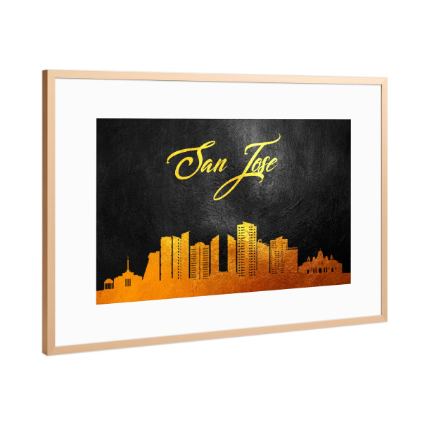 Poster mit Rahmen Kupfer "San Jose Costa Rica Gold" artboxONE - Städte - San jose,Costa rica,Gold,Skyline,City,Stadt