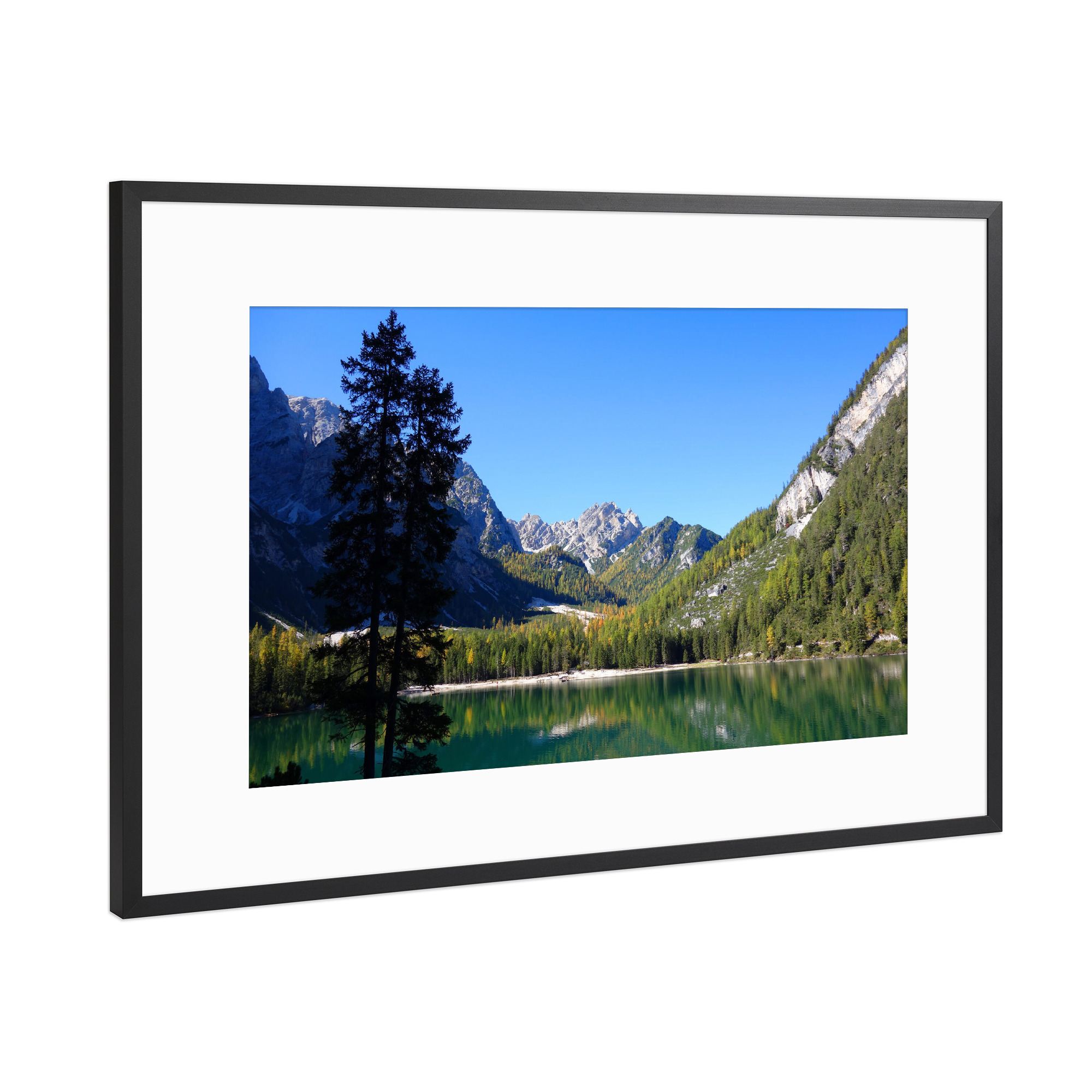 Poster mit Rahmen Schwarz (Metallic) "Südtiroler Wildsee" artboxONE - Natur,Reise