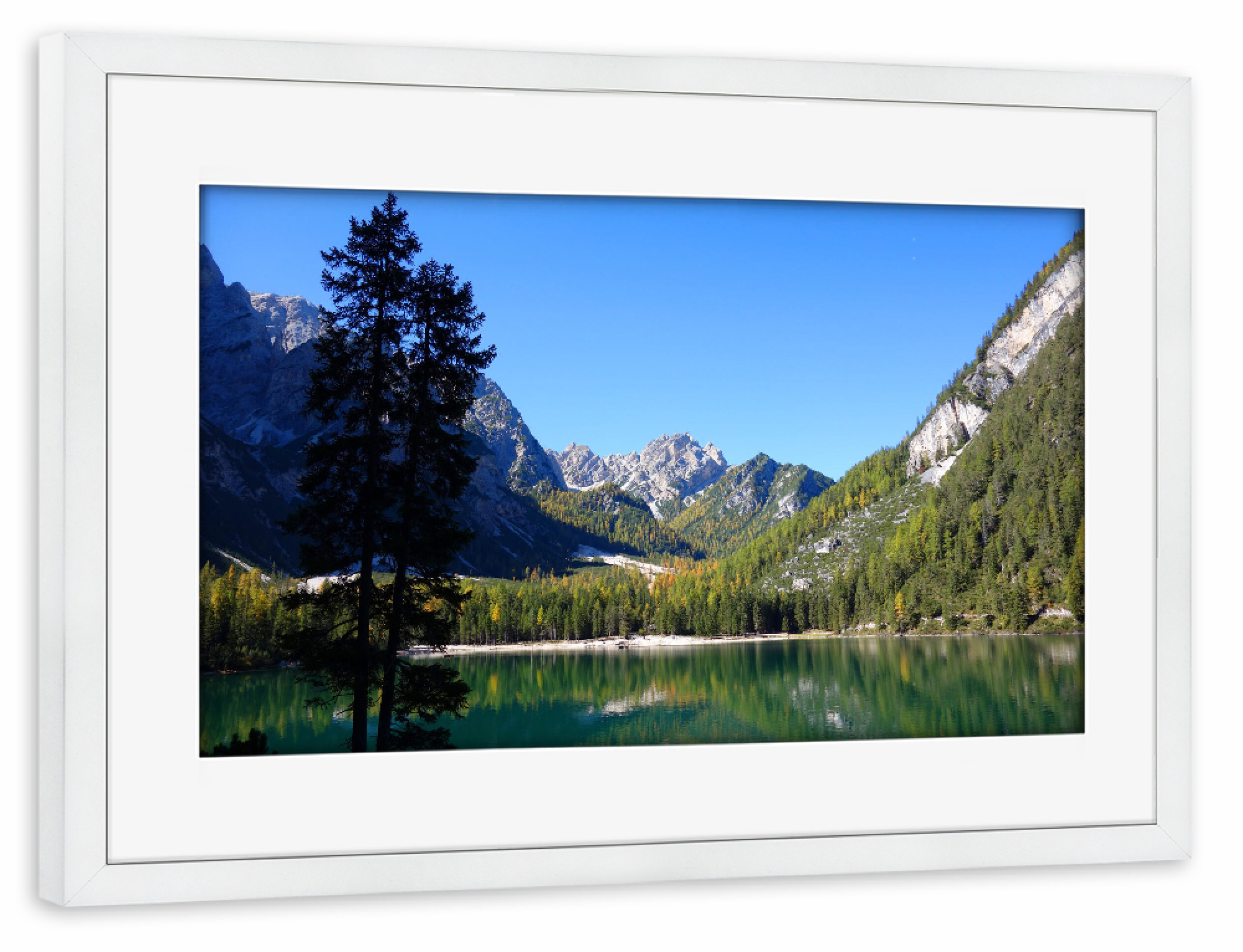 Poster mit Rahmen weiß "Südtiroler Wildsee" artboxONE - Natur,Reise