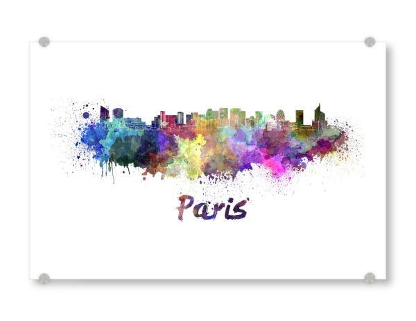 Acrylglasbild "PARIS skyline in watercolor-p" artboxONE - Städte,Abstrakt,Architektur