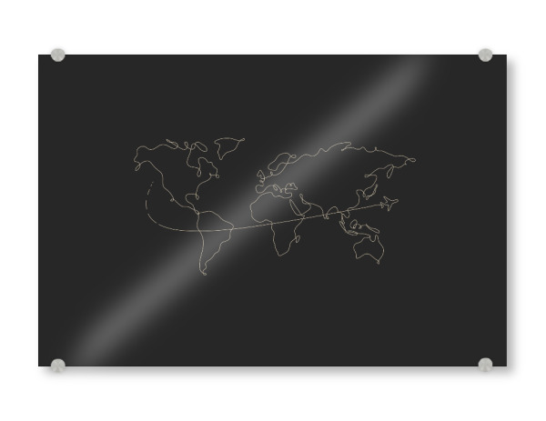 Acrylglasbild "World map pen line travel black" artboxONE - Natur,Reise,Reise / Länder