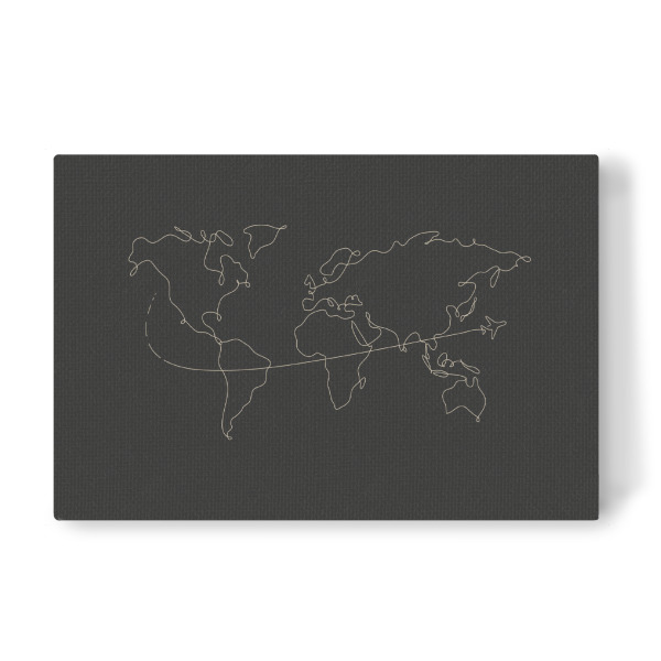 Leinwandbild "World map pen line travel black" artboxONE - Natur,Reise,Reise / Länder