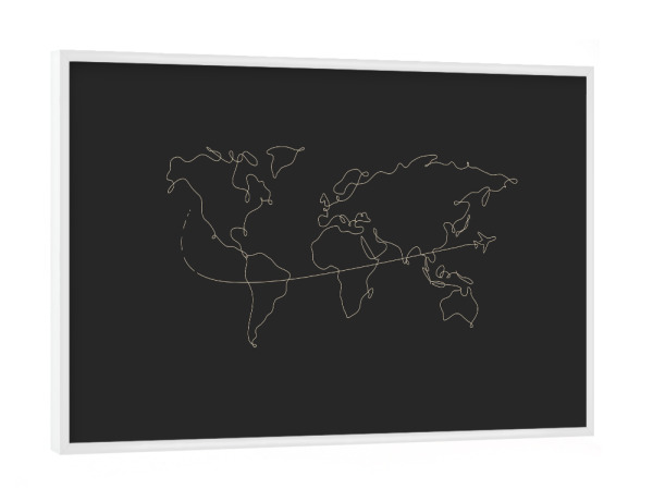 Poster mit weißem Rahmen "World map pen line travel black" artboxONE - Natur,Reise,Reise / Länder