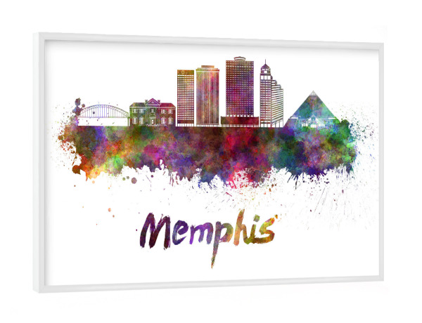 Poster mit weißem Rahmen "MEMPHIS skyline in watercolor-l" artboxONE - Städte,Abstrakt,Architektur