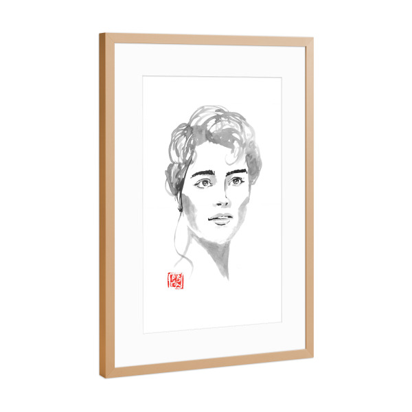 Poster mit Rahmen Kupfer "Beautiful woman" artboxONE - Menschen - Sumie,Japan,Woman,Frau,Minimal,Minimalistisch,Portrait