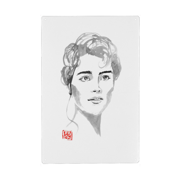 Metall Poster "Beautiful woman" artboxONE - Menschen - Sumie,Japan,Woman,Frau,Minimal,Minimalistisch,Portrait - Blechschild