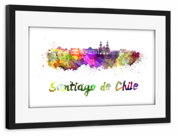 Poster mit Rahmen schwarz "SANTIAGO DE CHILE skyline-z" artboxONE - Städte,Abstrakt,Architektur