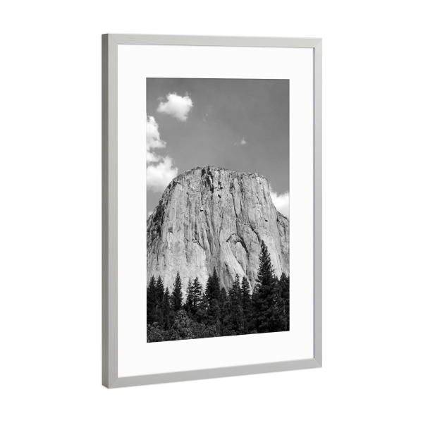 Poster mit Rahmen Silber "Der El Capitan in Yosemite" artboxONE - Natur,Reise,Schwarzweiß,Reise / Länder