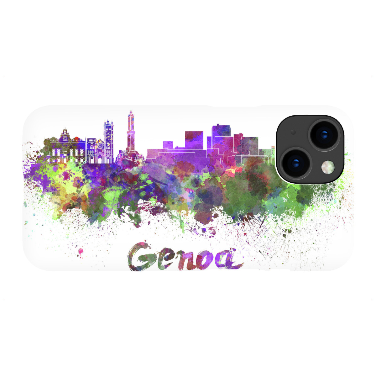 "Genoa skyline in watercolor-b"für iPhone - Premium-Case Handyhülle artboxONE