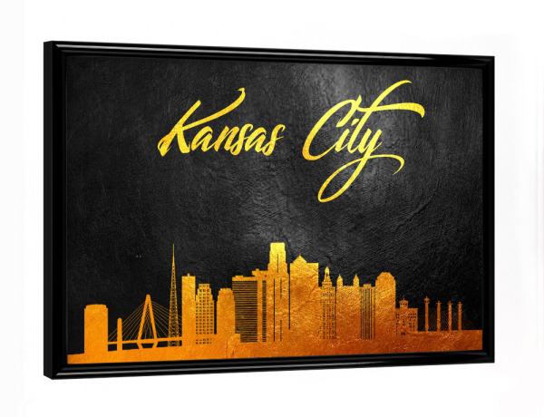 Poster mit schwarzem Rahmen "Kansas City Missouri Gold" artboxONE - Städte - Kansas city,Missouri,Gold,Skyline,City,Stadt