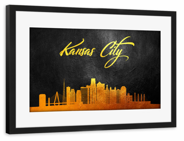 Poster mit Rahmen schwarz "Kansas City Missouri Gold" artboxONE - Städte - Kansas city,Missouri,Gold,Skyline,City,Stadt