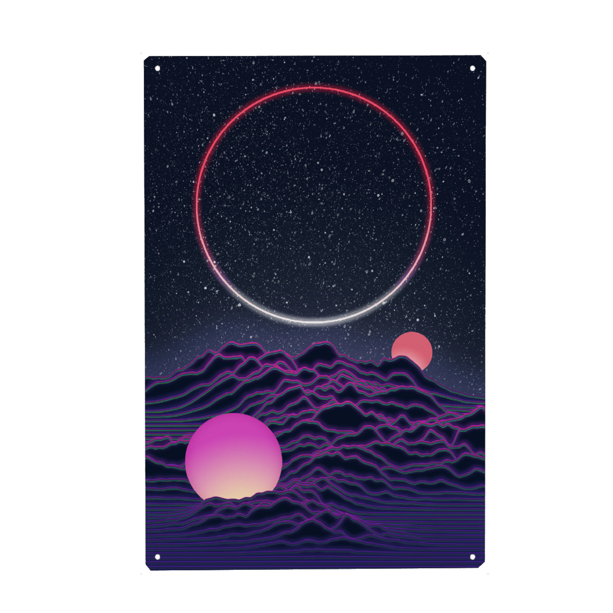 Metall Poster "Neon-Mondlandschaft" artboxONE - Abstrakt,Geometrie,Galaxy