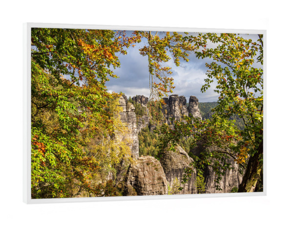 Poster mit weißem Rahmen "Felsen und Bäume" artboxONE - Natur,Reise