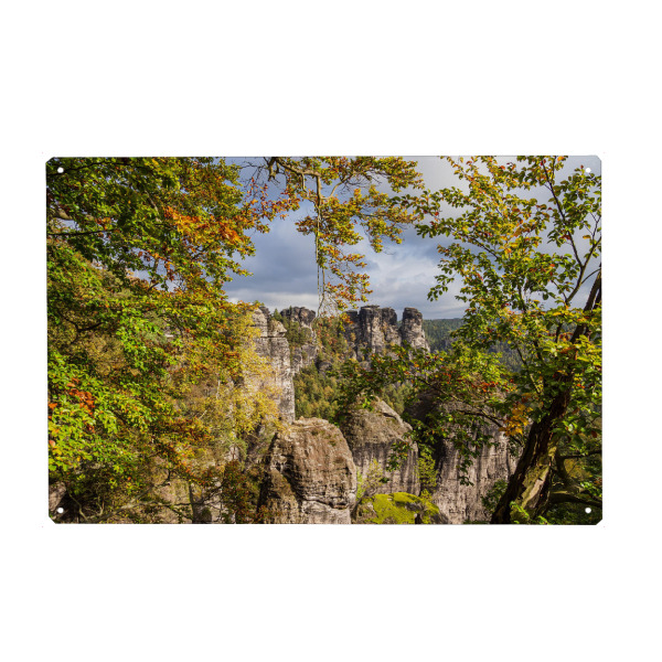 Metall Poster "Felsen und Bäume" artboxONE - Natur,Reise
