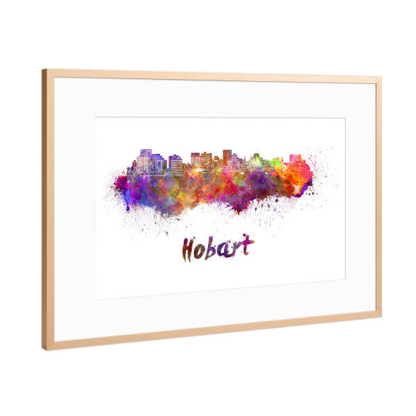 Poster mit Rahmen Kupfer "HOBART skyline in watercolor-b" artboxONE - Städte,Abstrakt,Architektur