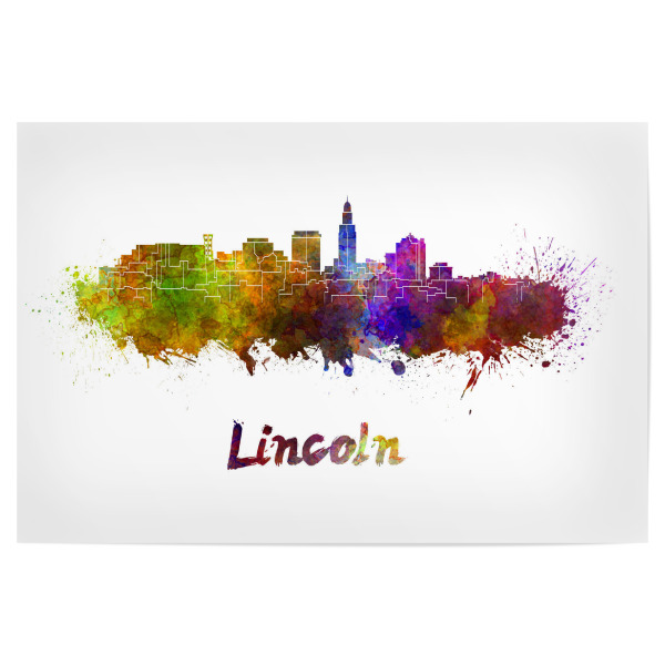 Poster 30x20 cm "LINCOLN skyline in watercolor-b" artboxONE - Städte,Abstrakt,Architektur