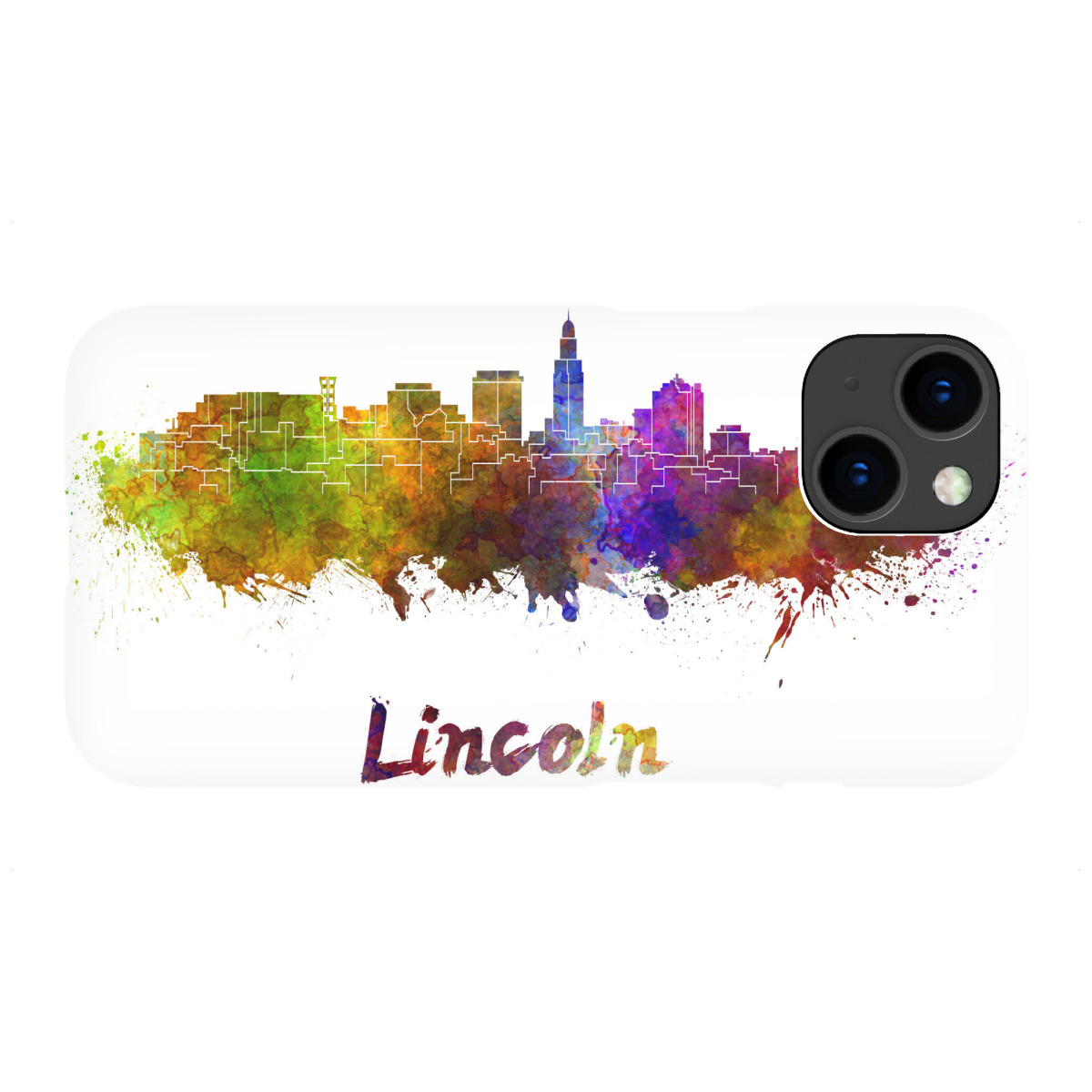 iPhone "LINCOLN skyline in watercolor-b" Premium-Case Handyhülle artboxONE