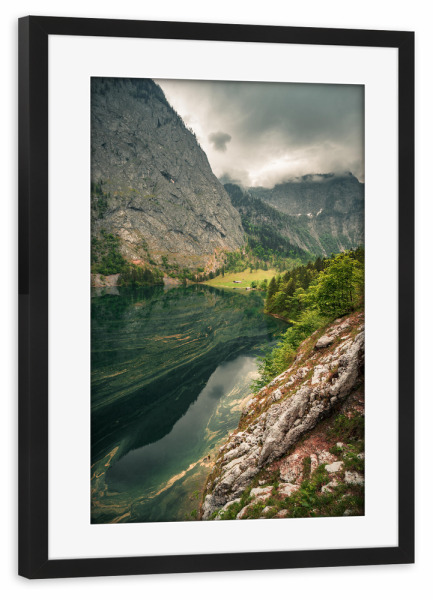 Poster mit Rahmen schwarz "Bergsee - Obersee" artboxONE - Natur