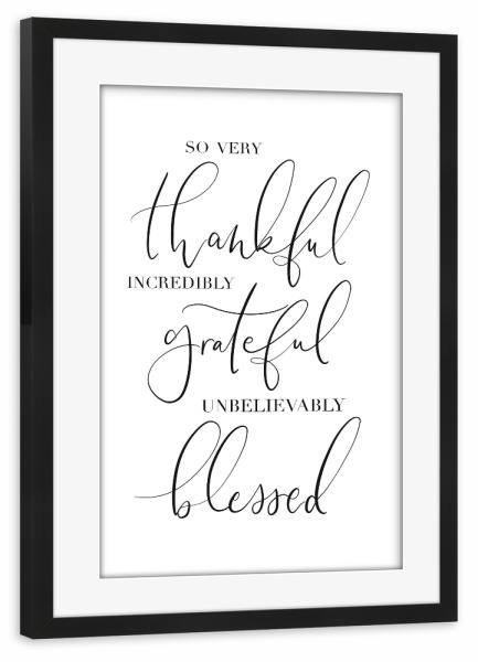 Poster mit Rahmen schwarz "Gratitude Typography" artboxONE - Typografie