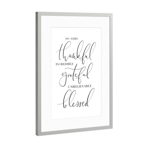 Poster mit Rahmen Silber "Gratitude Typography" artboxONE - Typografie
